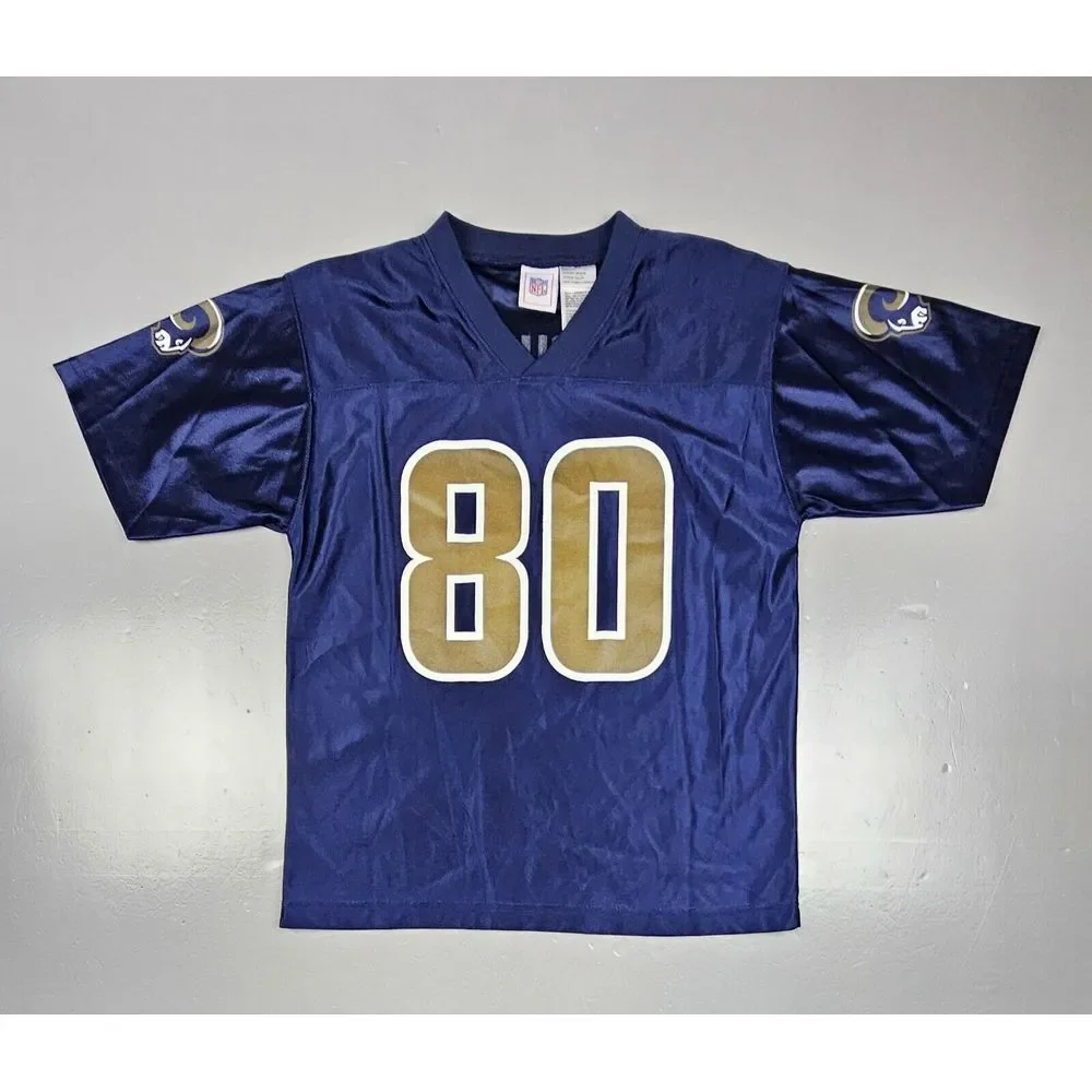 NFL‎ St. Louis Rams Football Jersey Boys Size XL. Vintage Issac Brue Navy Blue